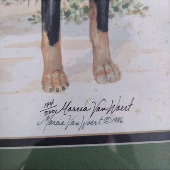 Marcia Van Woert Signed Wood Framed Orignal Dobermen Print Lithograph Numbered - Picture 5 of 8